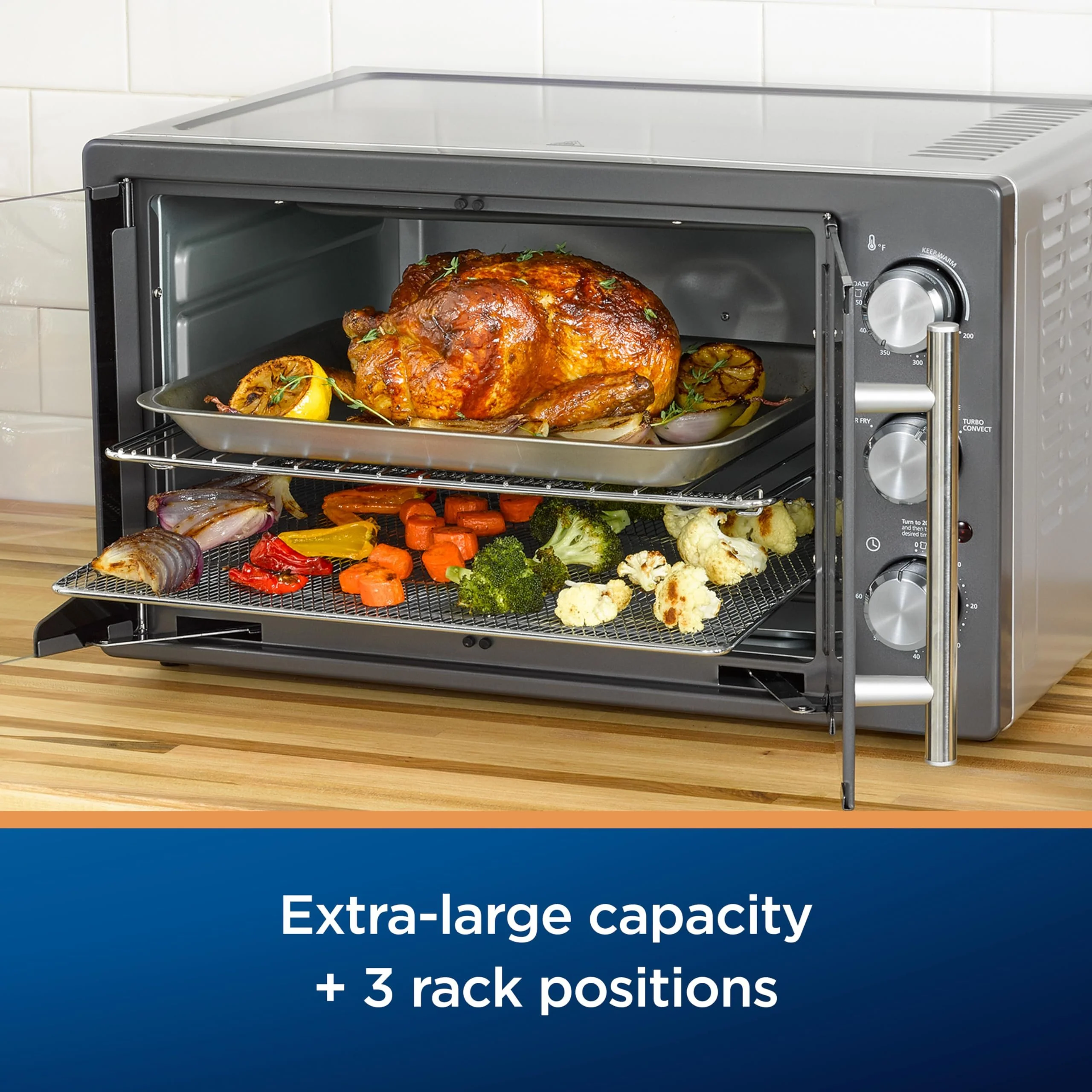 Oster Manual French Door Air Fry Oven, Stainless Steel, Extra-Large, Refurbished - Image 3