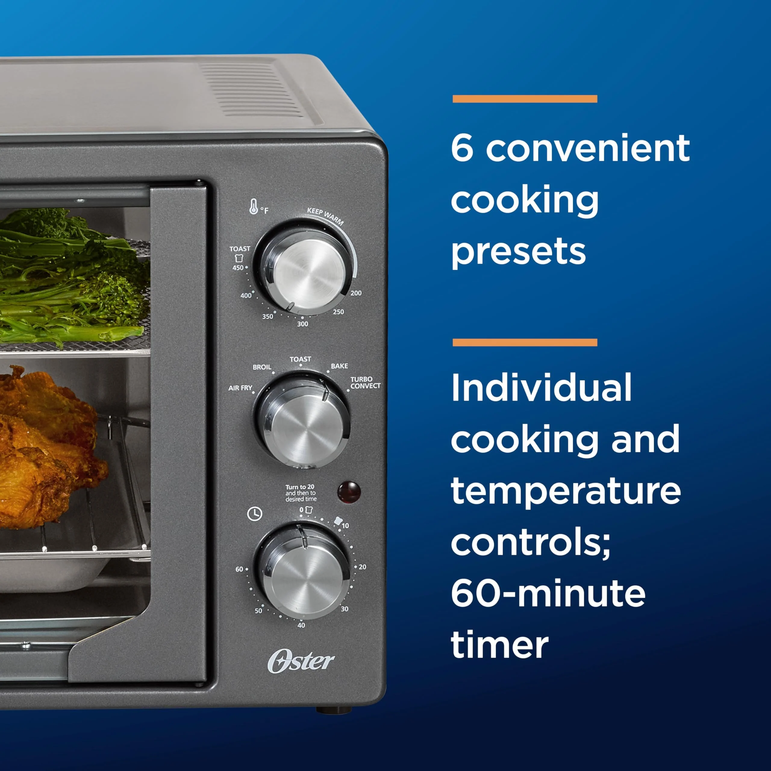Oster Manual French Door Air Fry Oven, Stainless Steel, Extra-Large, Refurbished - Image 4