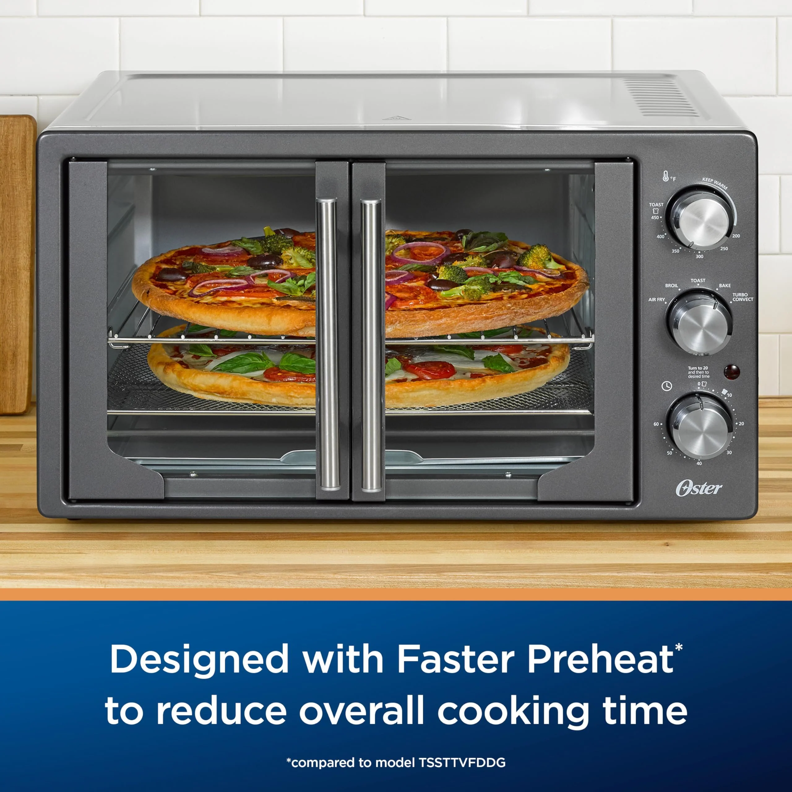 Oster Manual French Door Air Fry Oven, Stainless Steel, Extra-Large, Refurbished - Image 5