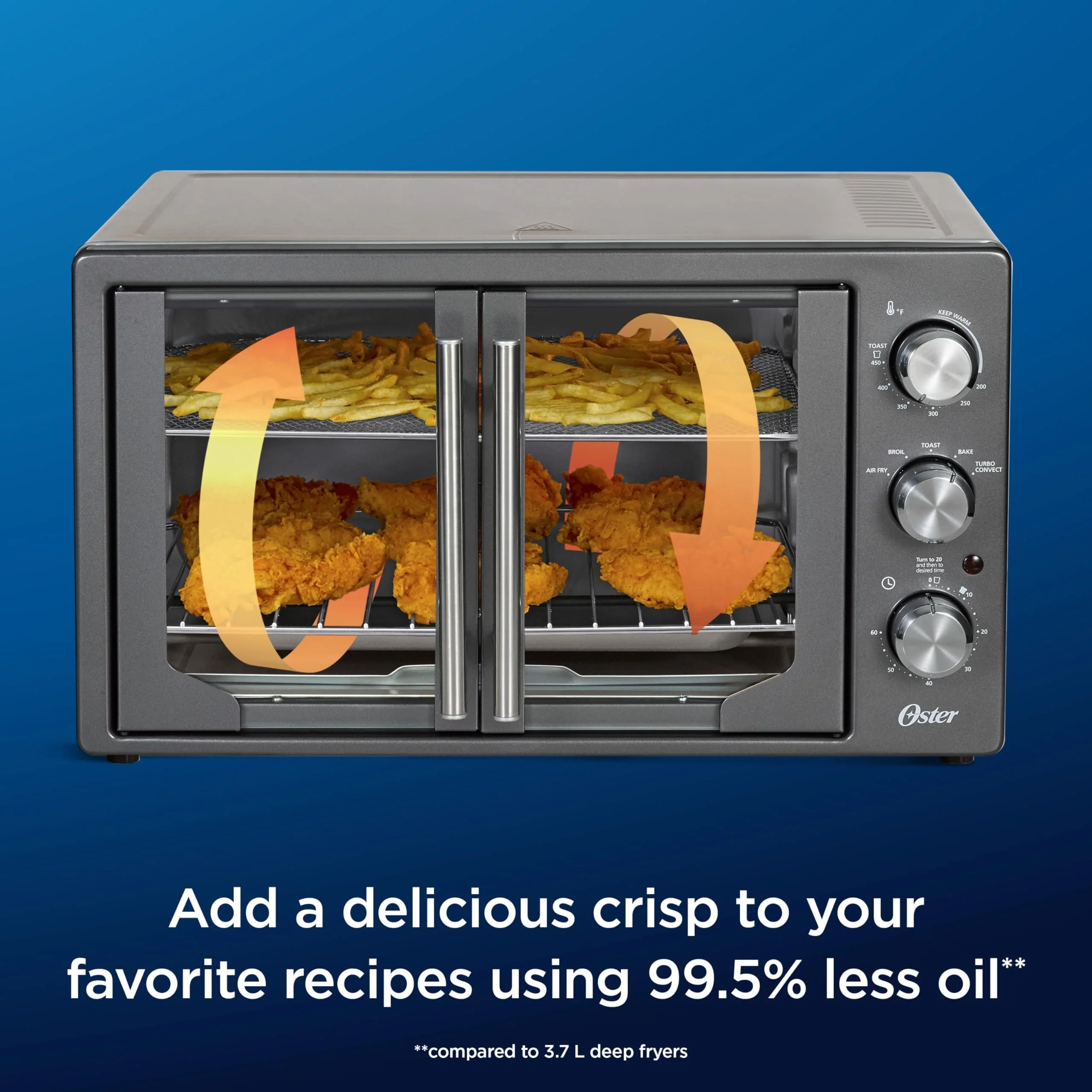 Oster Manual French Door Air Fry Oven, Stainless Steel, Extra-Large, Refurbished - Image 6
