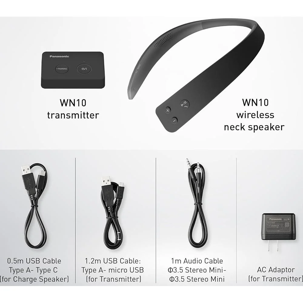 Panasonic WN10 Wireless Wearable TV Neck Speaker, Bluetooth, Built-in Microphone - Image 5