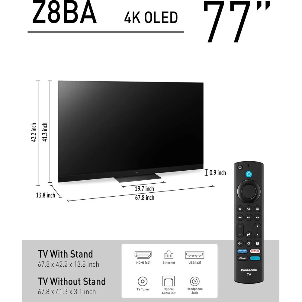 Panasonic Z8BAP 77 Inch OLED 4K Smart, Fire TV, 144Hz HDR10+, One Box Cinema - Image 4