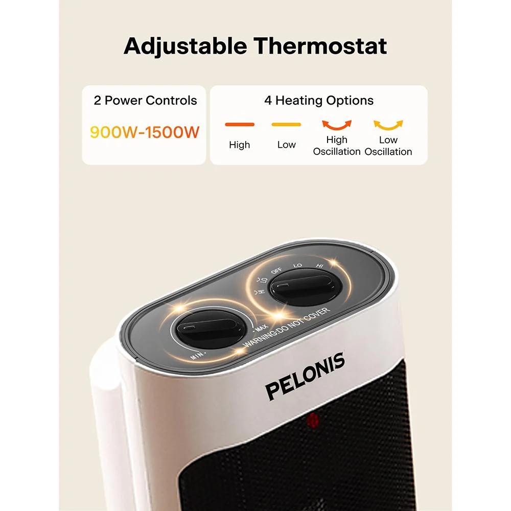 Pelonis PH-19J 1500W Portable Space Heater Oscillation and Thermostat, White - Image 4