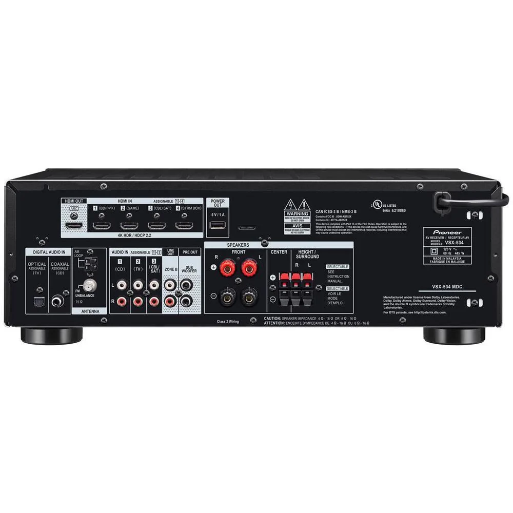 Pioneer VSX-534- 5.1 Audio Video Dolby Atmos Receiver - Open Box - Image 2
