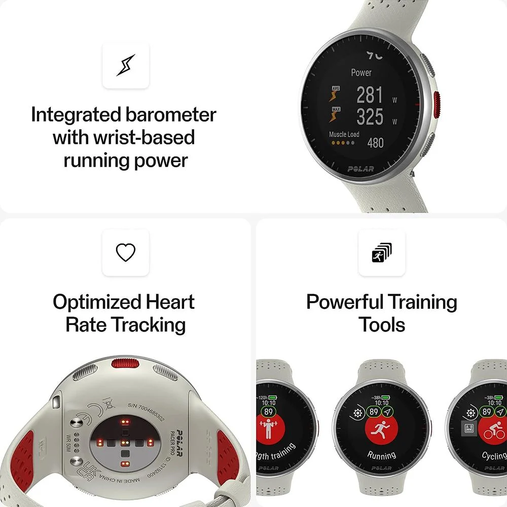 Polar Pacer Pro Advanced GPS Running Watch, White/Red - Open Box - Image 6