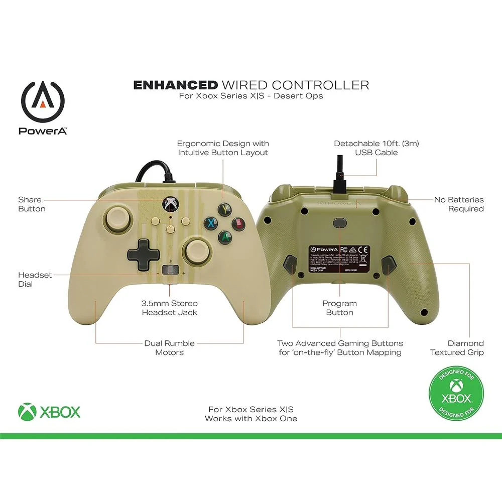 PowerA Enhanced Wired Controller for Xbox Series X/S - Desert Ops - Open Box - Image 2