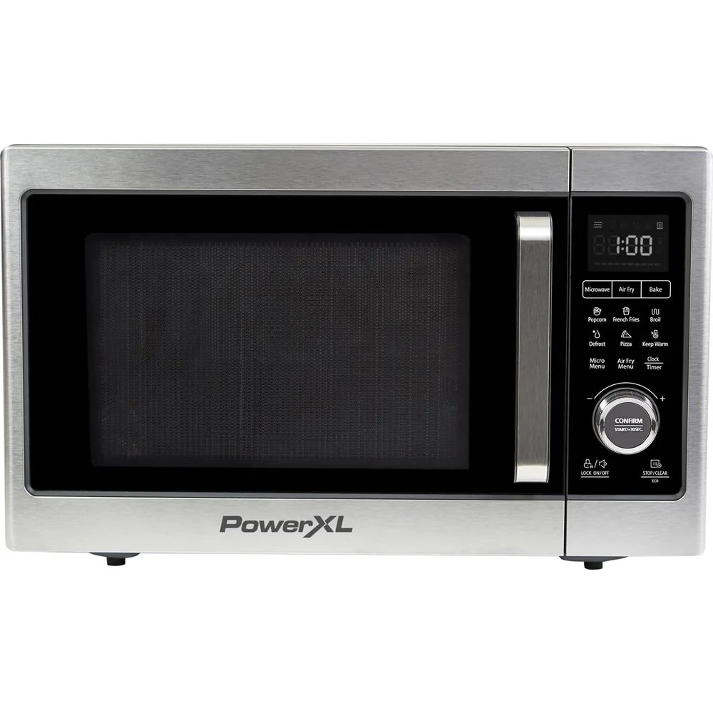 PowerXL Microwave Air Fryer Plus, Stainless Steel/Black, 1 Cu Ft - Factory Refurbished