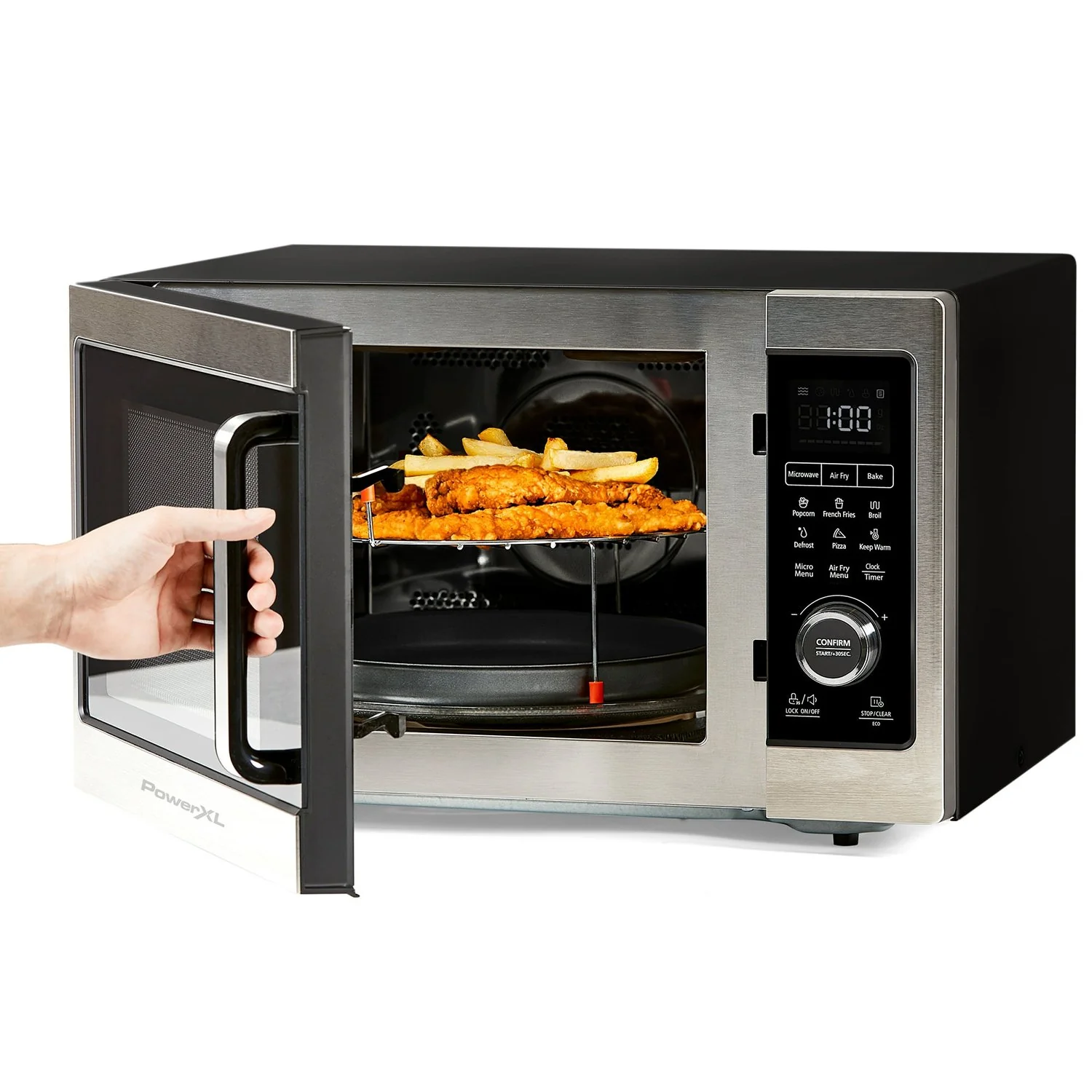 PowerXL Microwave Air Fryer Plus, Stainless Steel/Black, 1 Cu Ft - Factory Refurbished - Image 3
