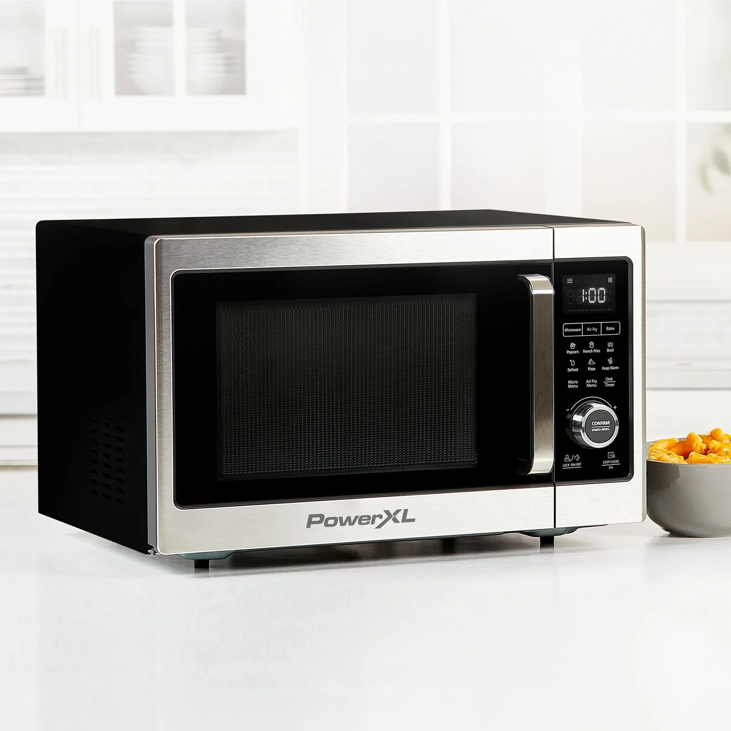 PowerXL Microwave Air Fryer Plus, Stainless Steel/Black, 1 Cu Ft - Factory Refurbished - Image 4
