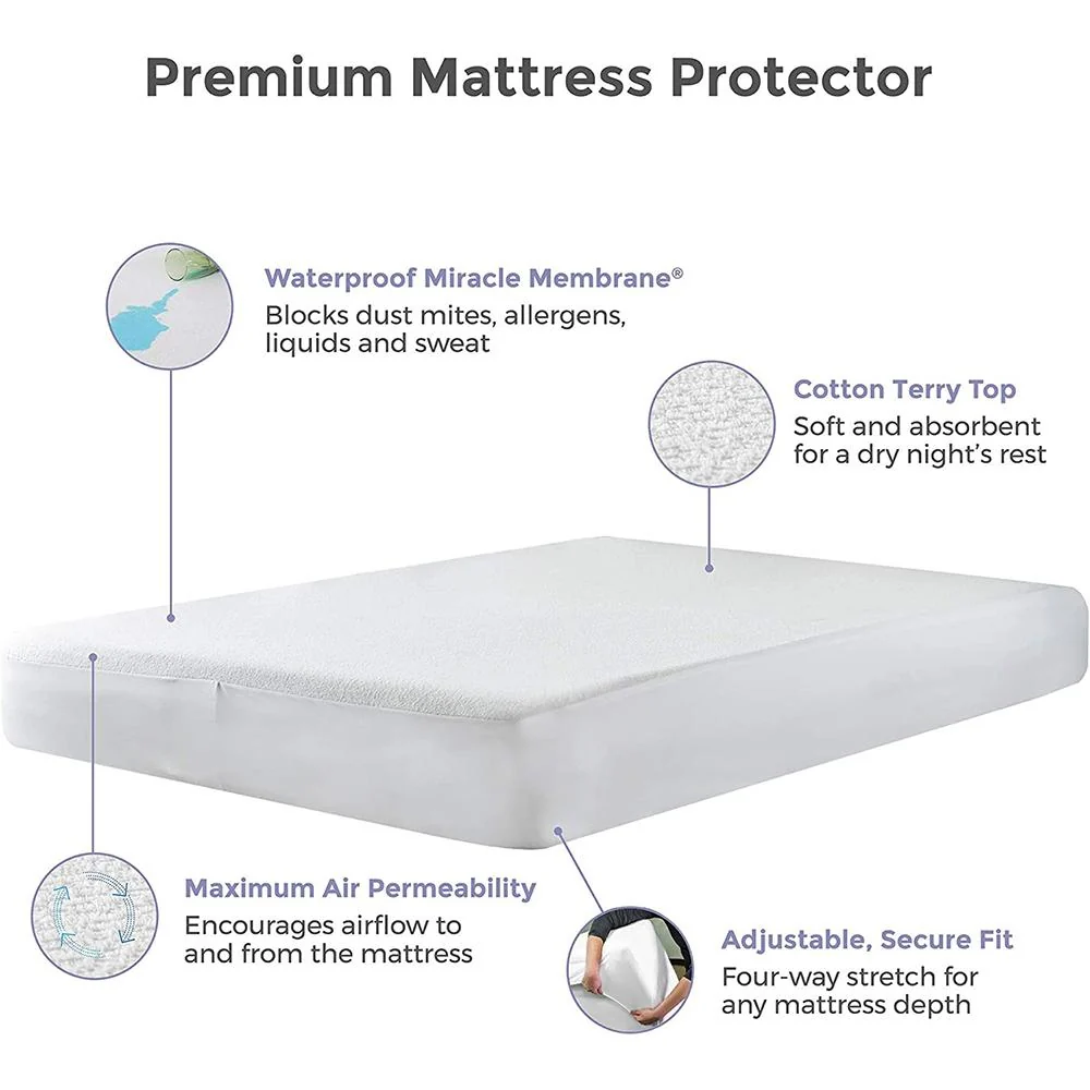 Protect-A-Bed Cotton Terry Cloth Waterproof Mattress Protector Queen 2 Pack - Image 2
