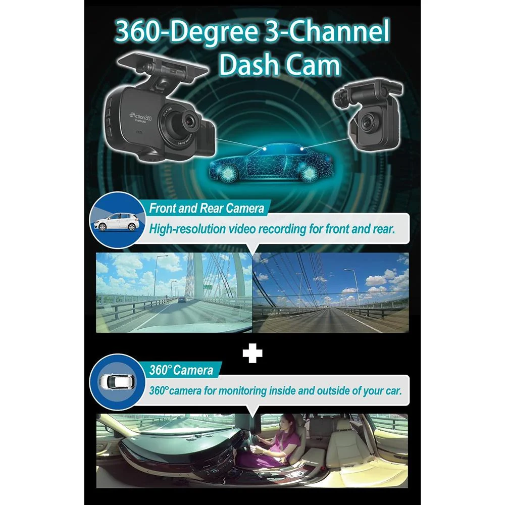 Razo d'Action 360D 3 Channel 360 Degree Dash Cam FHD with Built-in GPS Open Box - Image 2