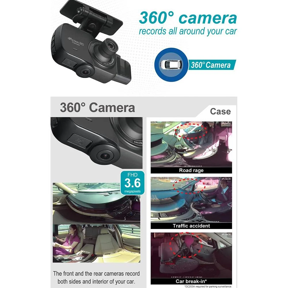 Razo d'Action 360D 3 Channel 360 Degree Dash Cam FHD with Built-in GPS Open Box - Image 4