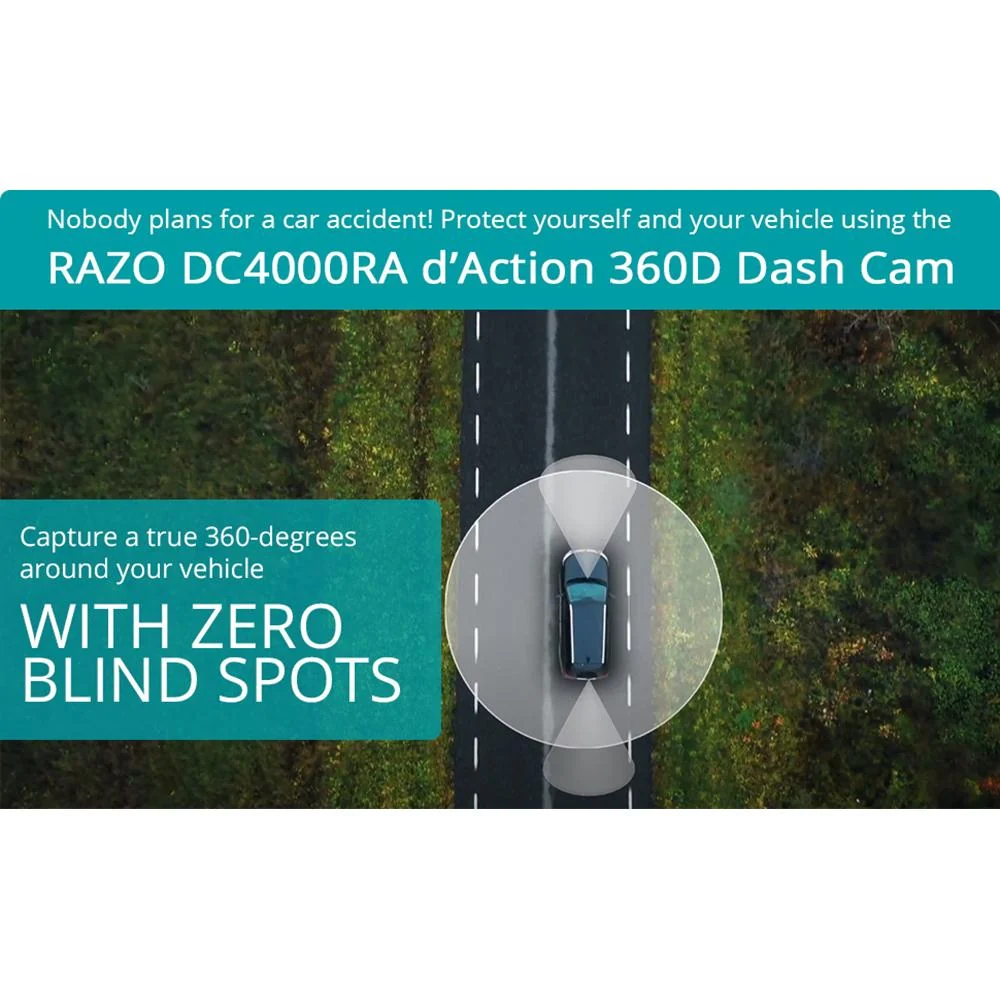 Razo d'Action 360D 3 Channel 360 Degree Dash Cam FHD with Built-in GPS Open Box - Image 9