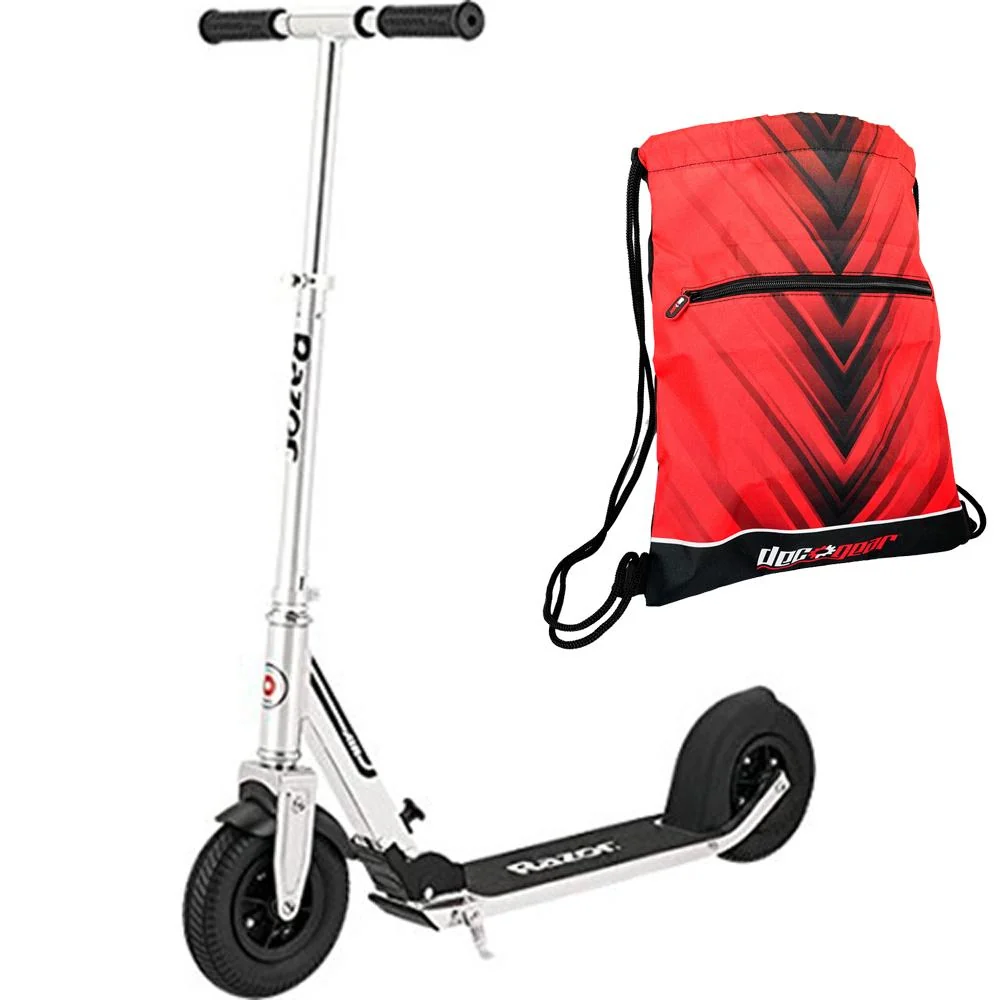 Razor A5 Air Aluminum Folding Kick Scooter (Silver) with Deco Drawstring Bag