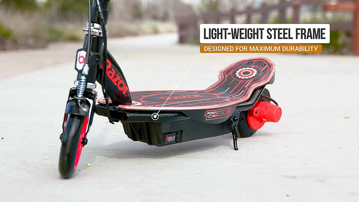 Razor E90 Power Core Glow Electric Scooter - Black/Red - 13112195 or 13112181 - Image 7