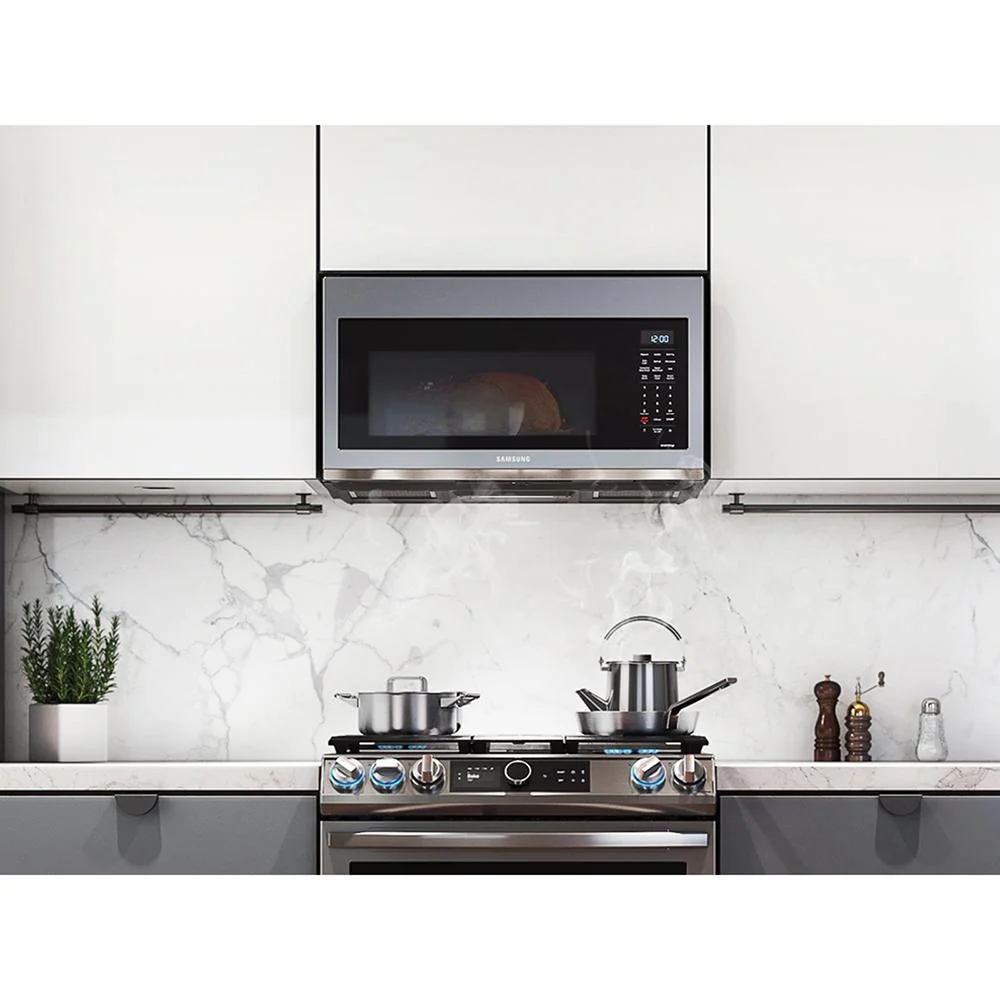 Samsung 1.7 cu ft Smart Over-the-Range Slim Fry Convection Microwave, Steel - Image 12