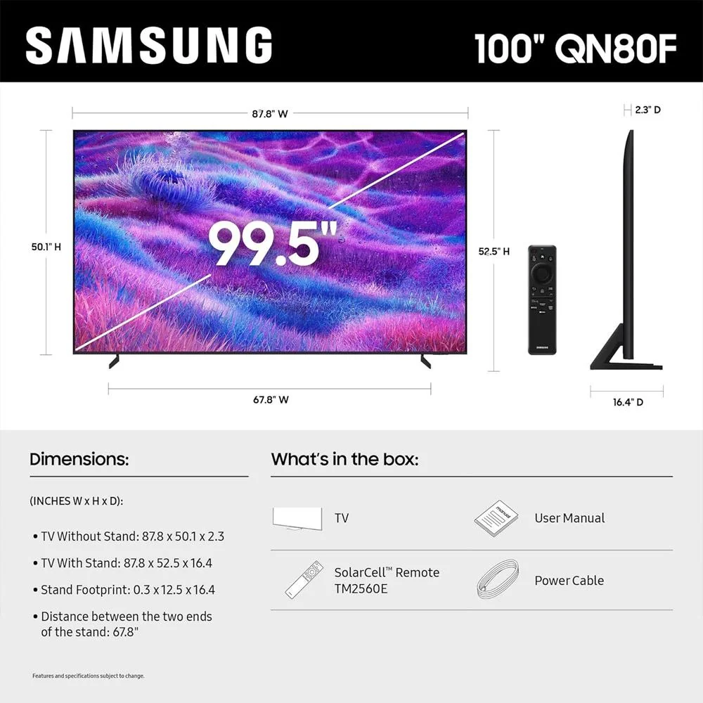 Samsung 100" Neo QLED 4K QN80F Vision AI Smart TV (2025) + Extended Protection Plan - Image 16