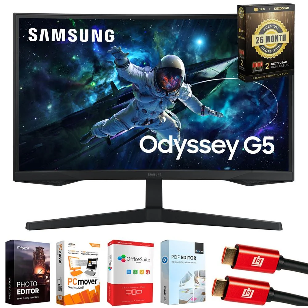 Samsung 27" Odyssey G55C QHD 1000R Curved Gaming Monitor + 26 Months Protection Bundle - Image 2