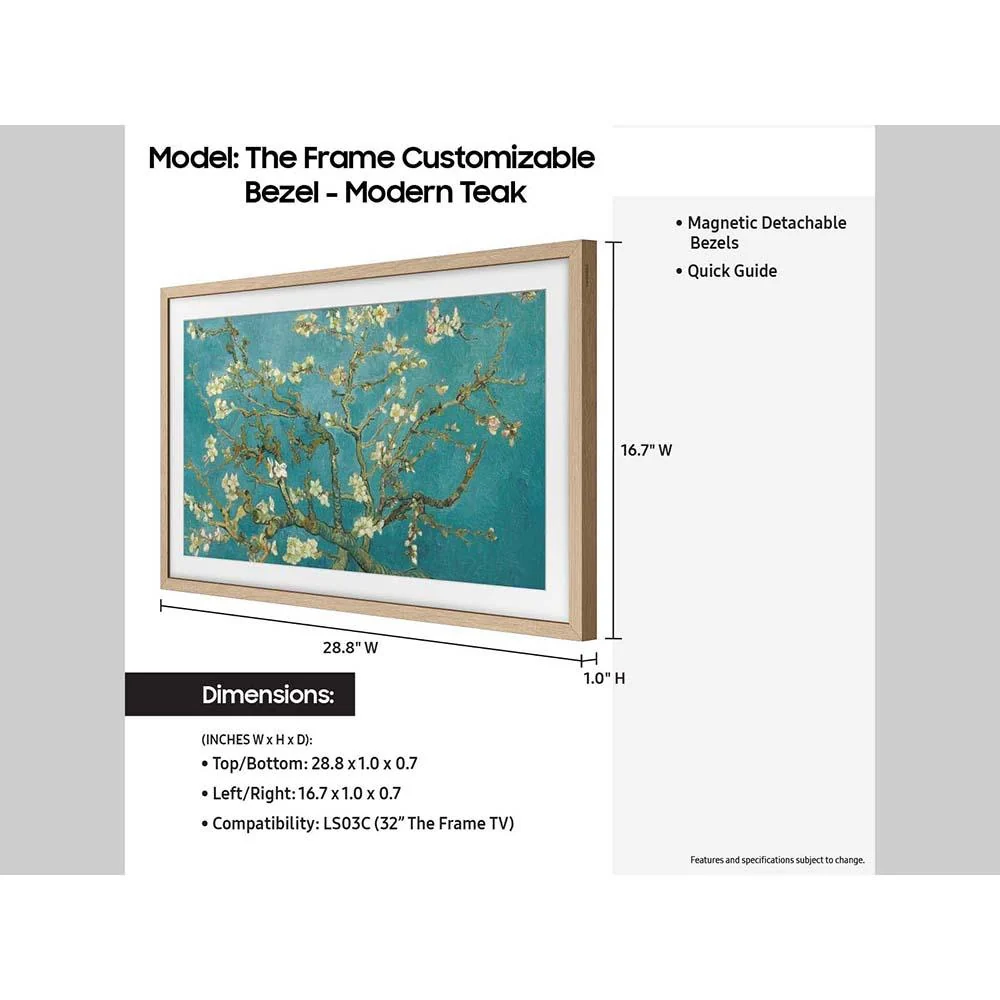 Samsung 32 inch The Frame Customizable Bezel 2023 (Modern Teak) VG-SCFC32TKBZA - Image 7
