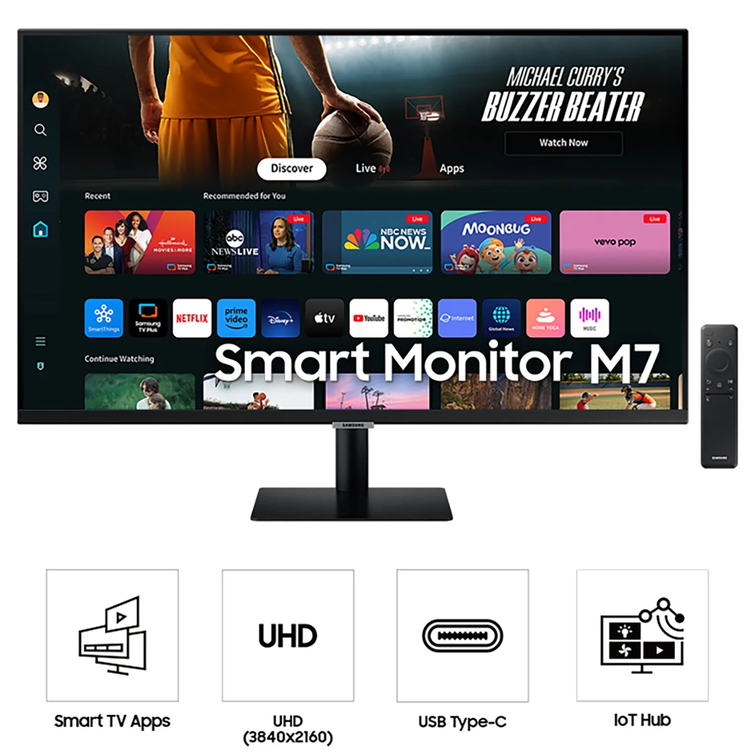 Samsung 32" Smart Monitor M7 (M70D) 4K UHD with Streaming TV + Gaming Mouse & Pad - Image 5