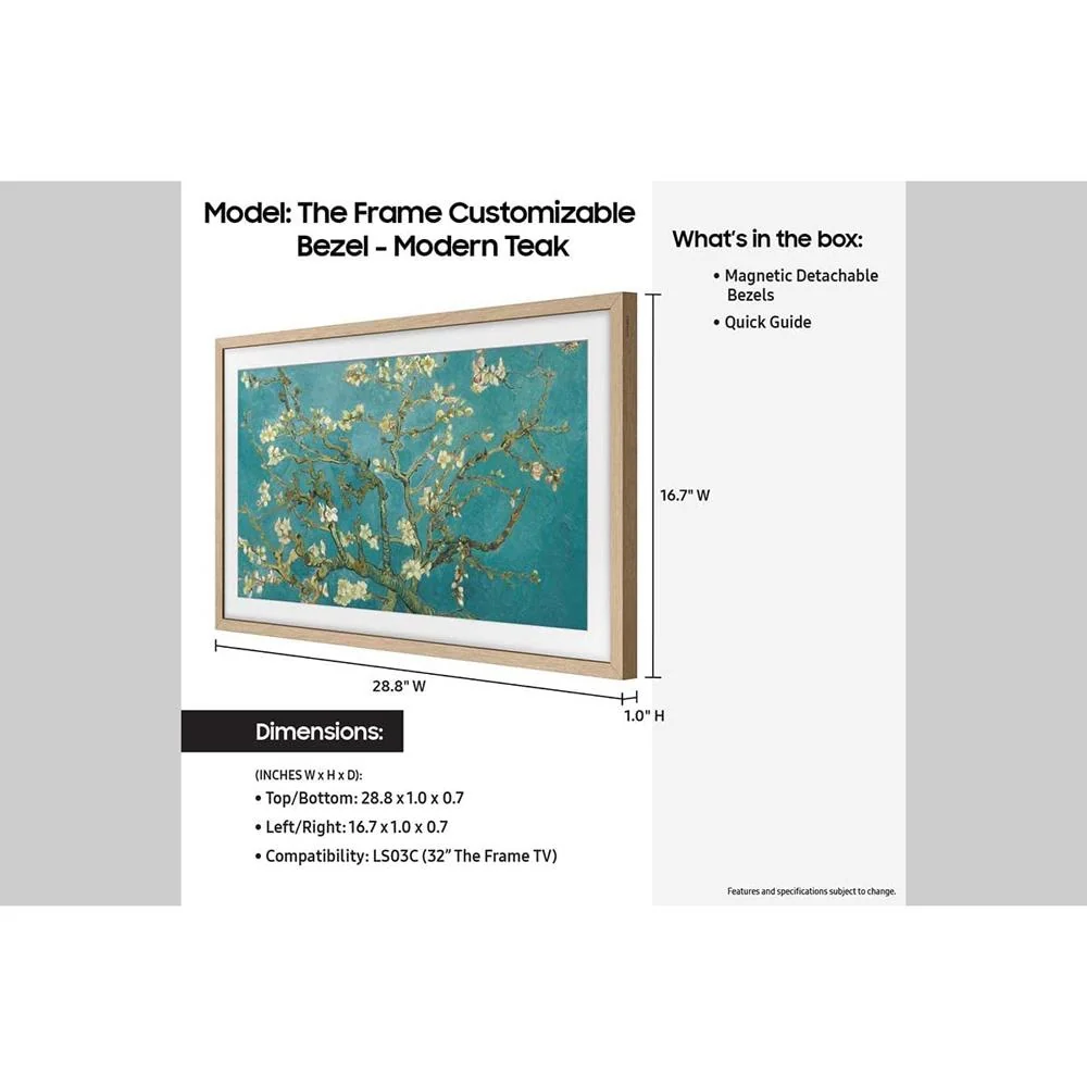 Samsung 32" The Frame Customizable Bezel 2023 (Modern Teak) w/ HDMI Cable Bundle - Image 9