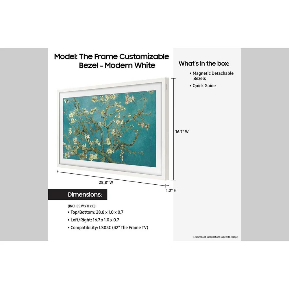 Samsung 32" The Frame Customizable Bezel 2023 (Modern White) w/ HDMI Cable Bundle - Image 9