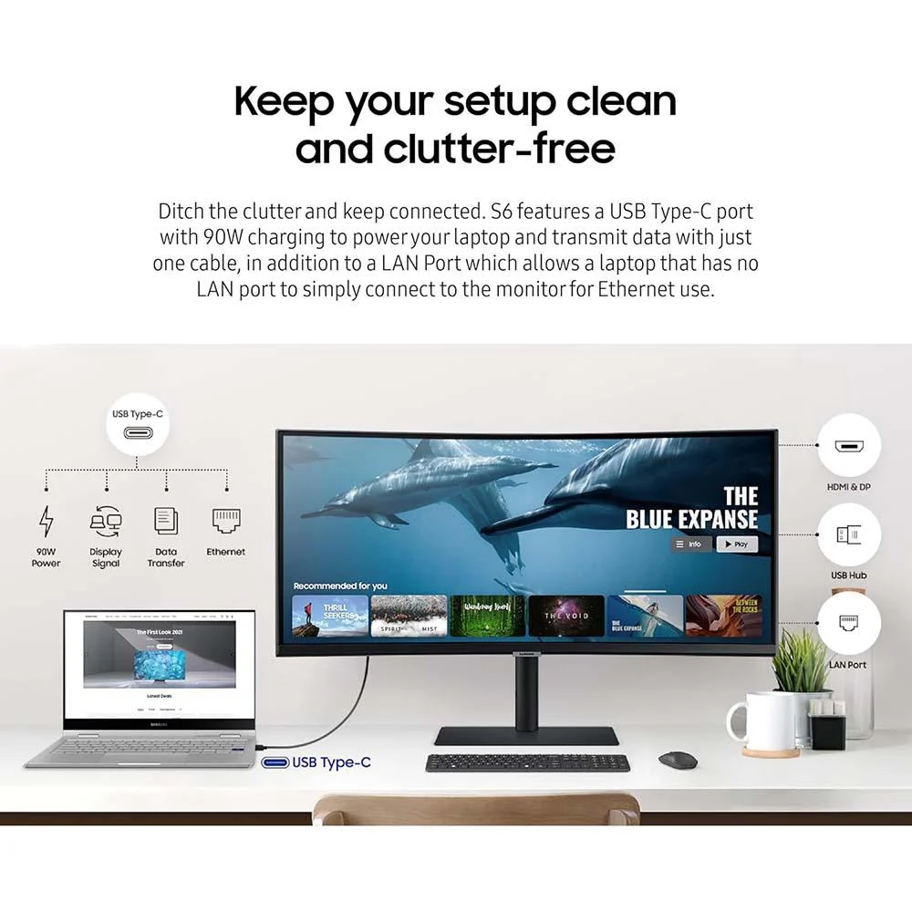 Samsung 34-inch ViewFinity S65UA Ultra-WQHD Curved Monitor - Refurbished - Open Box - Image 12