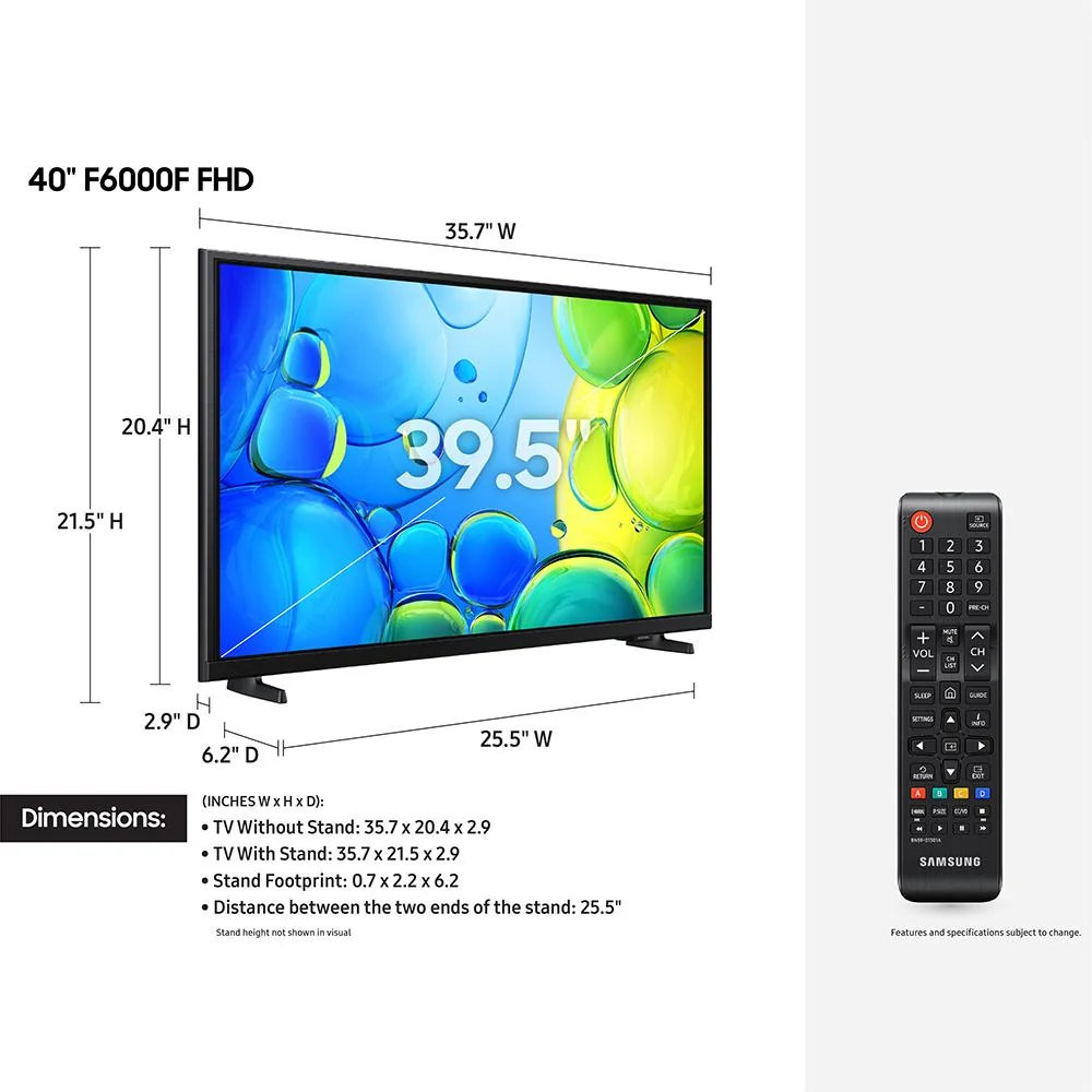 Samsung 40 inch 1080P FHD F6000F Smart TV (2025) with 19-45 Inch TV Wall Mount Bundle - Image 3
