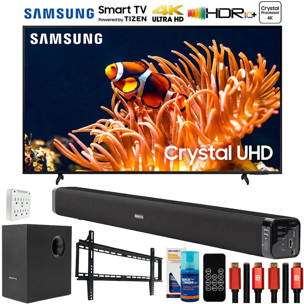 Samsung 43" DU8000 Crystal UHD LED 4K Smart TV (2024) with Deco Gear Home Theater Bundle