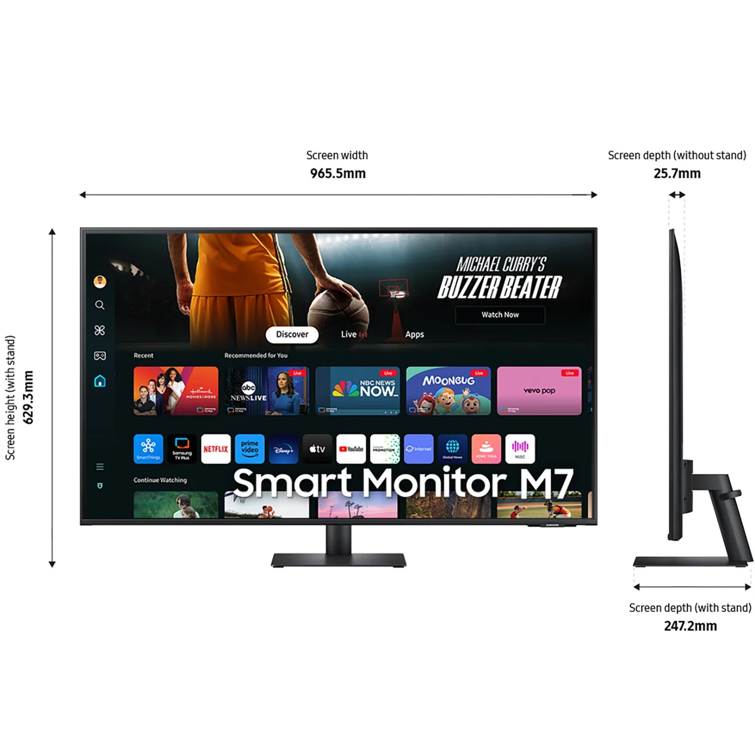 Samsung 43" Smart Monitor M7 (M70D) 4K UHD with Streaming TV  + 2 Year Protection Pack - Image 6