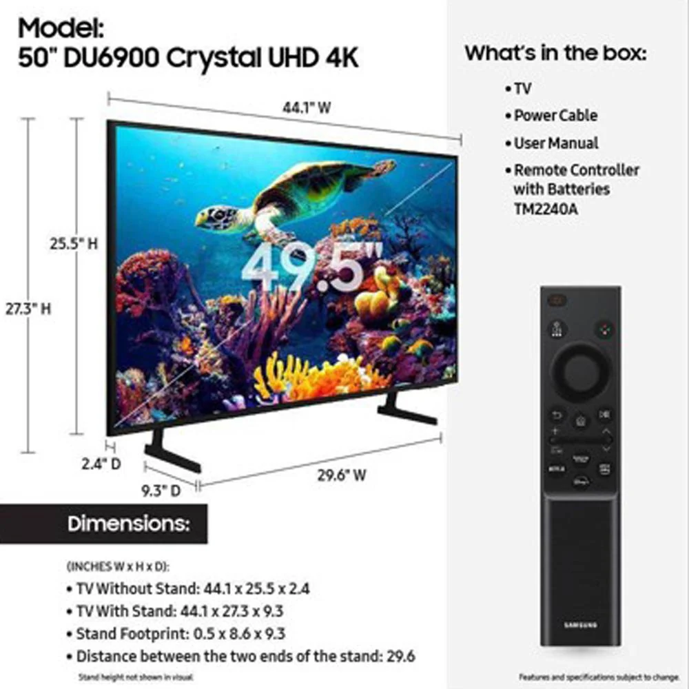 Samsung 50" DU6900 Crystal UHD 4K Smart TV (2024) with Deco Gear Home Theater Bundle - Image 10