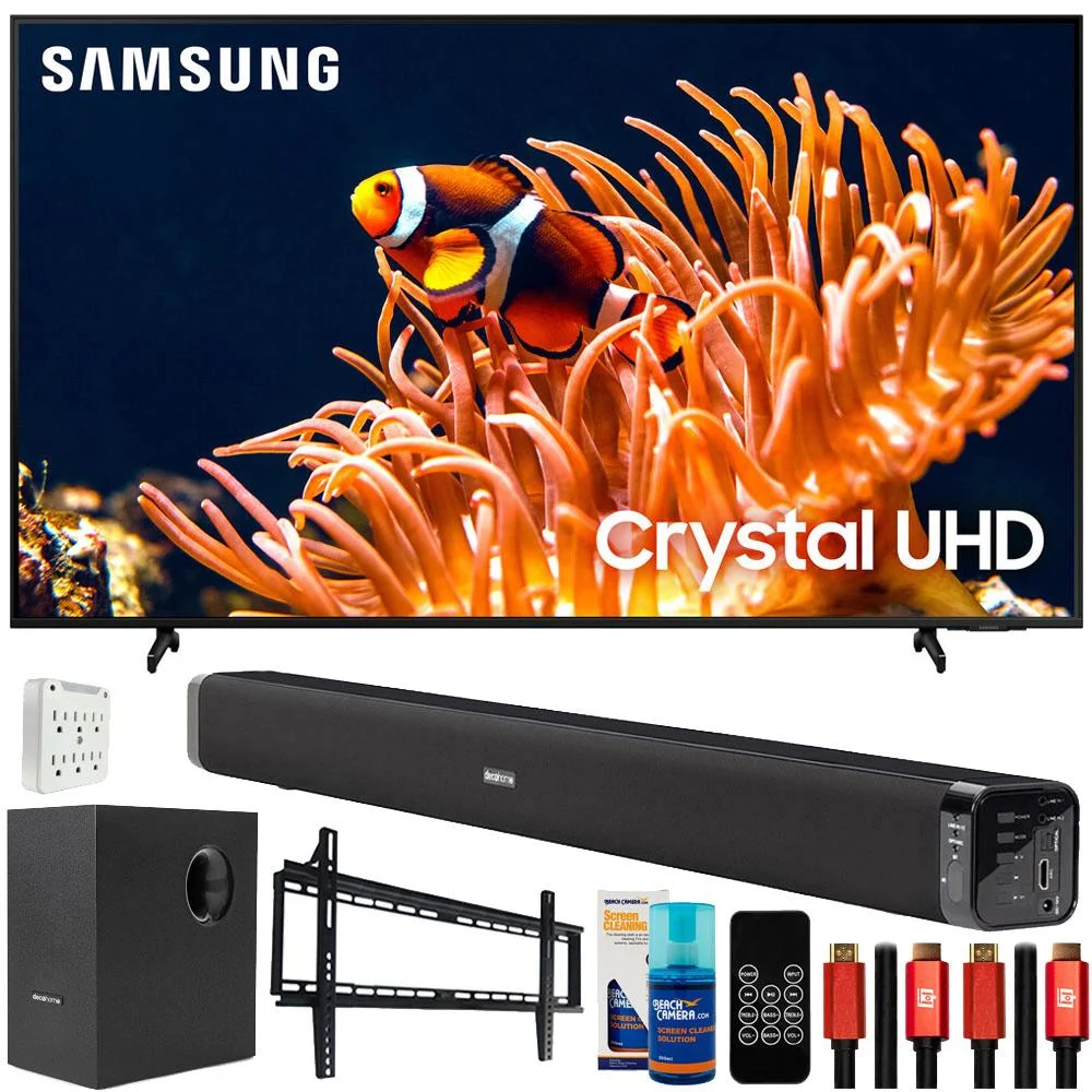 Samsung 55" DU8000 Crystal UHD LED 4K Smart TV (2024) with Deco Gear Home Theater Bundle - Image 2