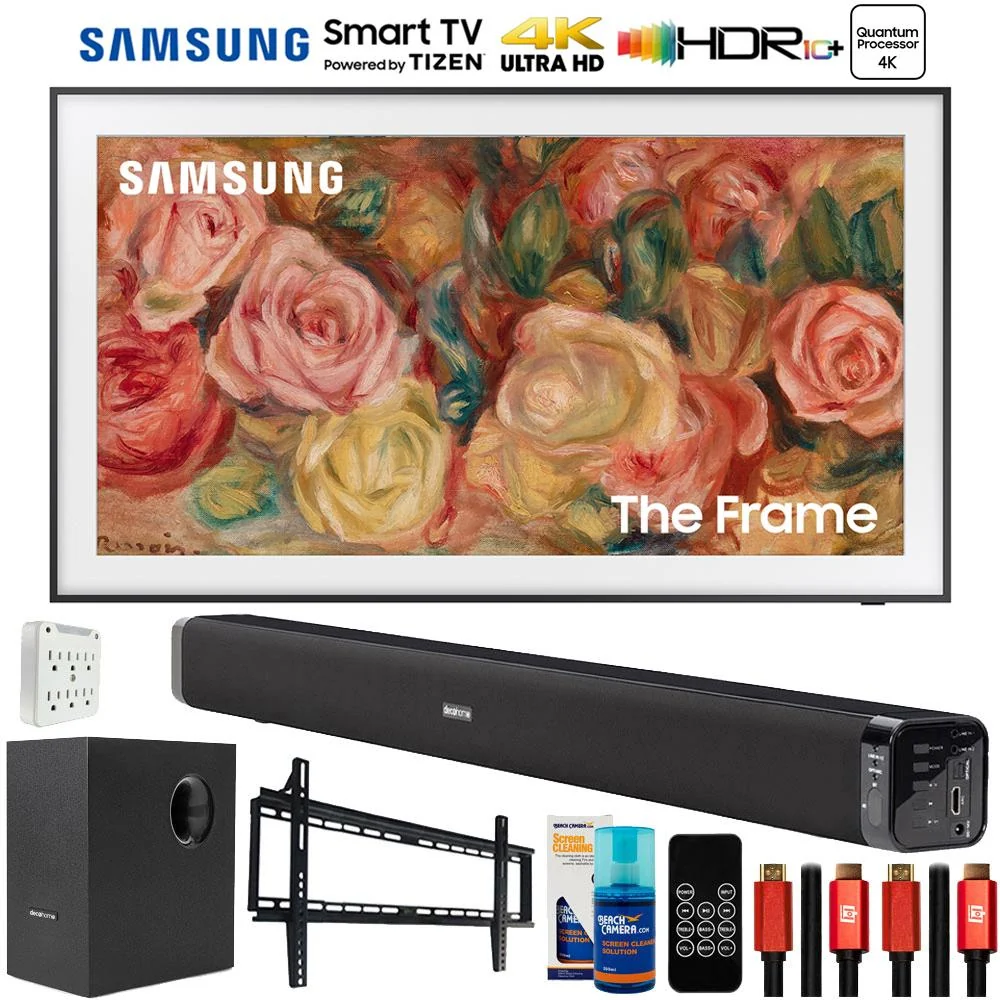Samsung 85" The Frame QLED 4K Smart TV (2024) with Deco Gear Home Theater Bundle