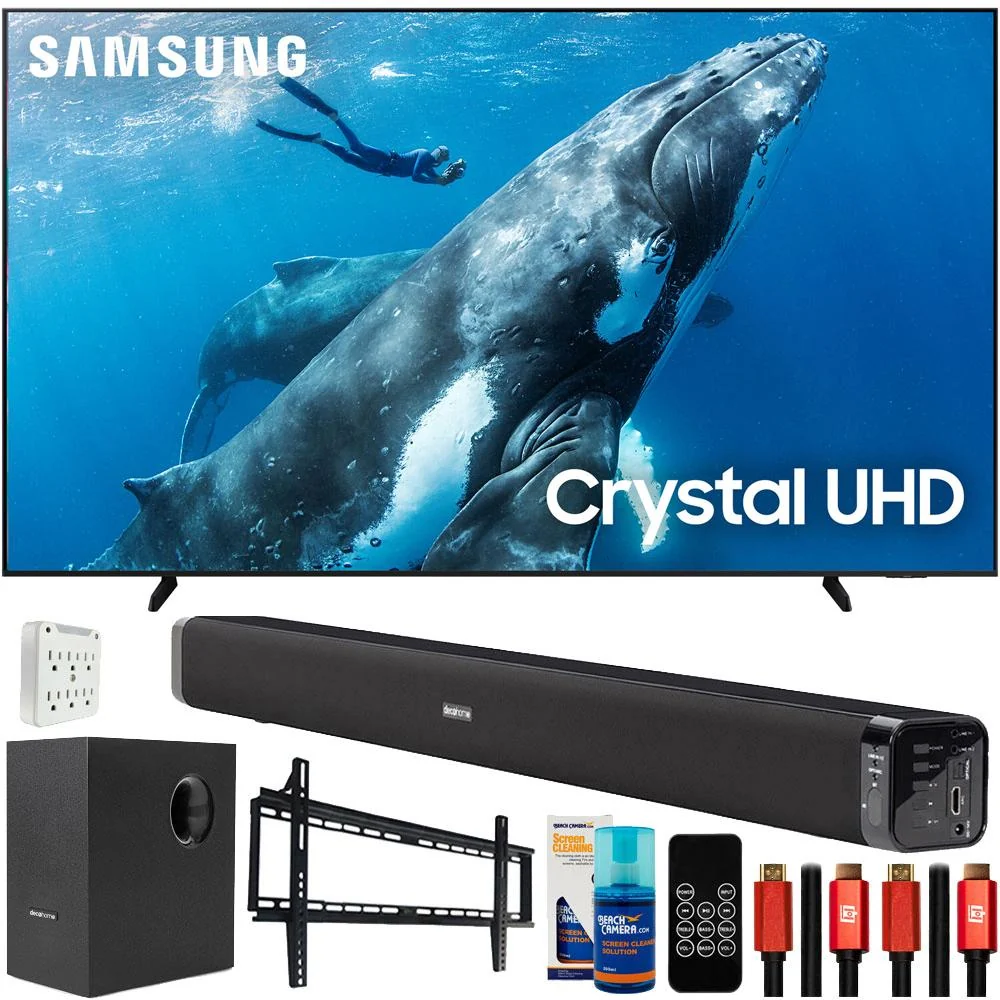 Samsung 98" DU9000 Crystal UHD LED 4K Smart TV (2024) with Deco Gear Home Theater Bundle - Image 2