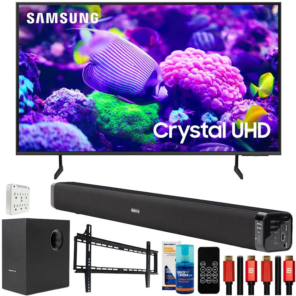 Samsung DU7200 70" Crystal 4K UHD Smart TV (2024) with Deco Gear Home Theater Bundle - Image 2