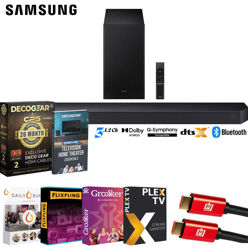 Samsung HW-Q600F 3.1.2ch Soundbar and Subwoofer (2025) + 26 Months Protection Bundle