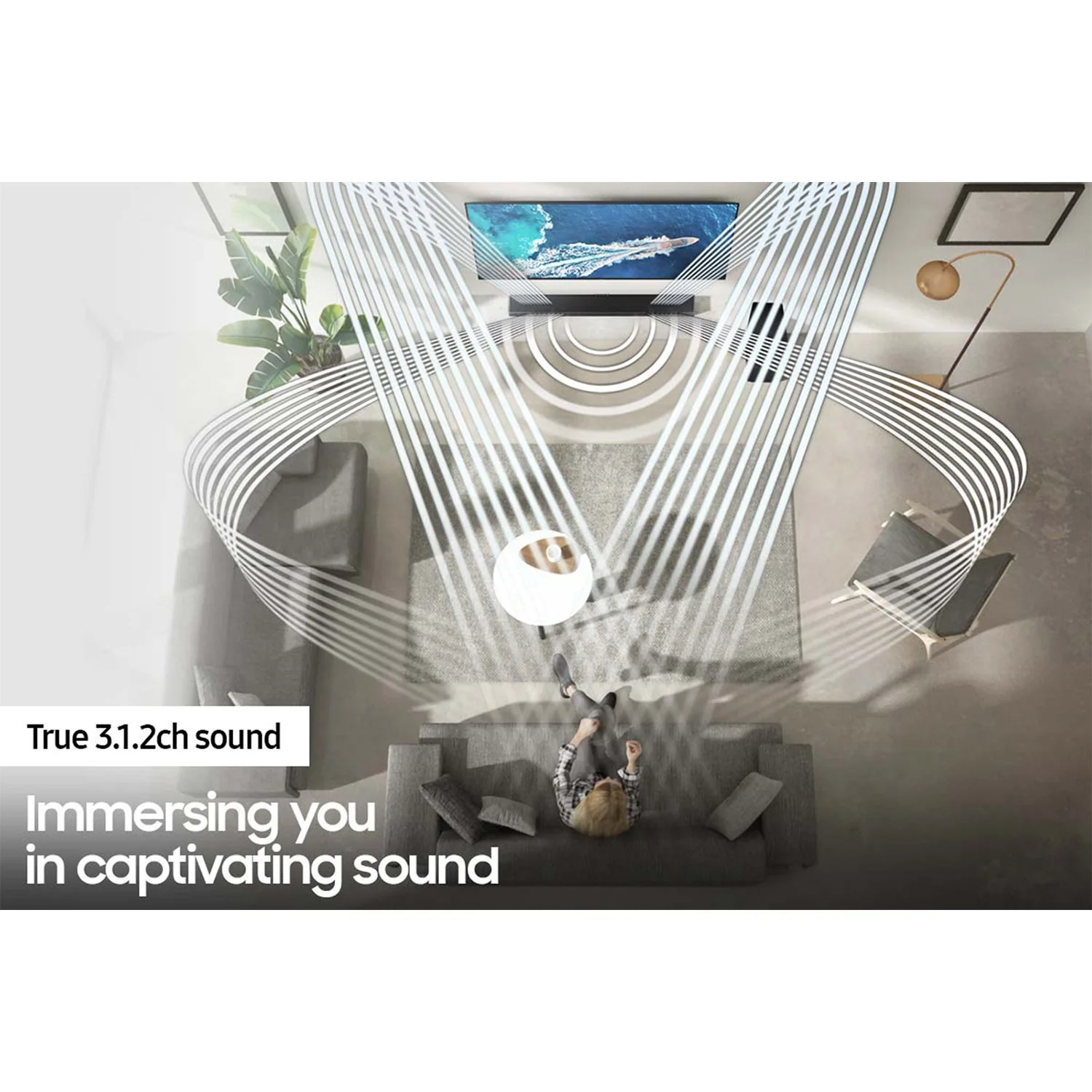 Samsung HW-Q800A 3.1.2ch Soundbar with Wireless Subwoofer Bundle + Sony RF400 Headphones - Image 3
