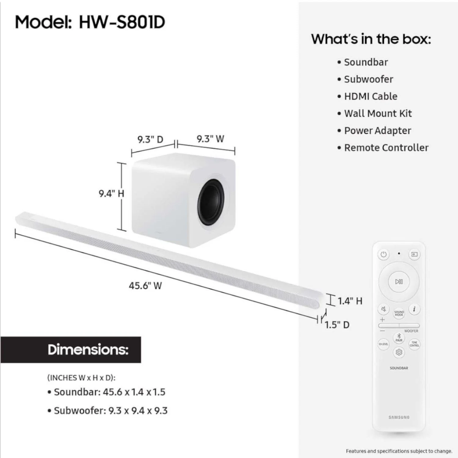 Samsung HW-S801D 3.1.2ch Wireless Soundbar Dolby Atmos, White (2024) - Image 8