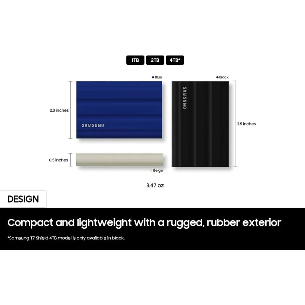 Samsung 4TB Portable SSD T7 Shield USB 3.2; Black; MU-PE4T0S/AM w/ Accessory Bundle - Image 4