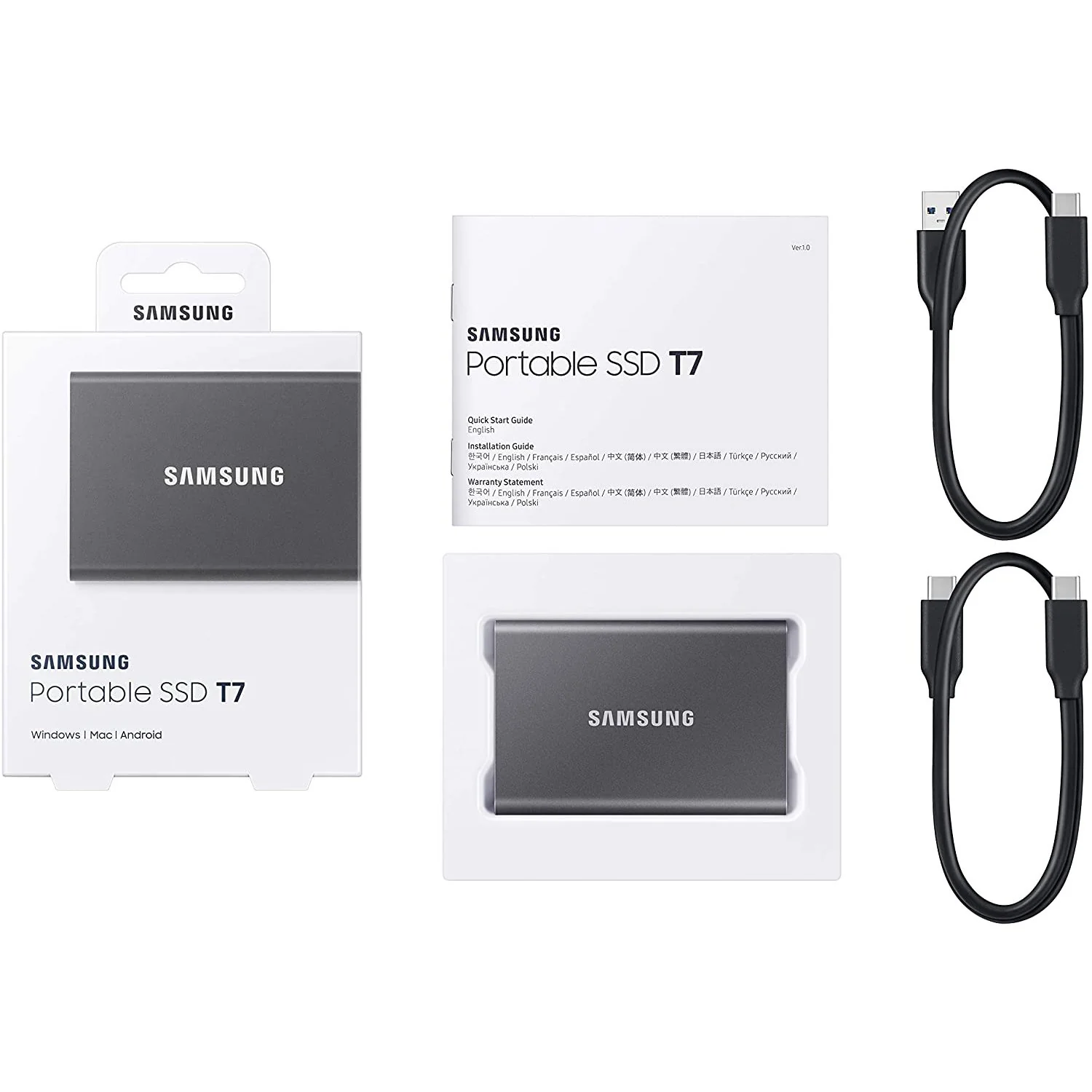 Samsung Portable SSD T7 USB 3.2 2TB, Gray - MU-PC2T0T/AM - Image 2