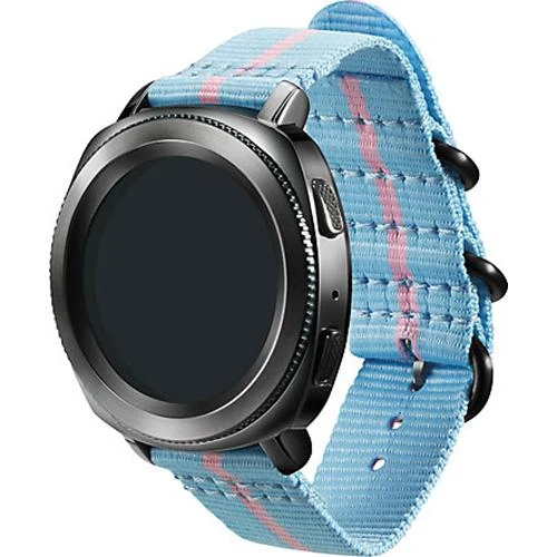 Samsung Premium Nato Strap for Gear Sport (20mm)- Light Blue w/ Pink - GPR600BREECAF - Image 4