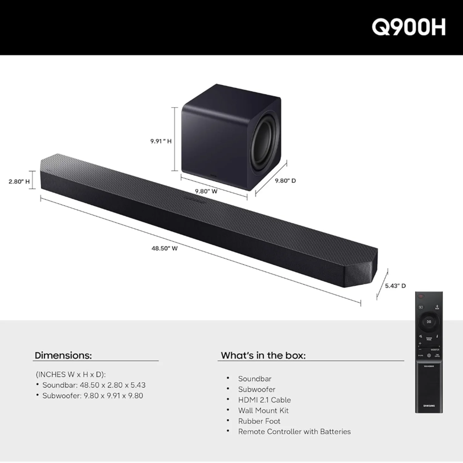 Samsung Q-Series Soundbar HW-Q900H 7.1.2ch Subwoofer (2026) - Image 3