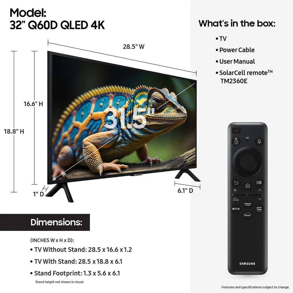 Samsung QN32Q60D 32 Inch QLED 4K Smart TV (2024) with Movies Streaming Pack - Image 7