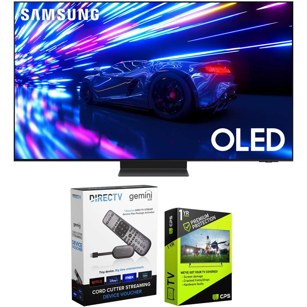 Samsung S95D 65" HDR OLED Smart TV (2024) Bundle with Redeemable DIRECTV Gemini Air