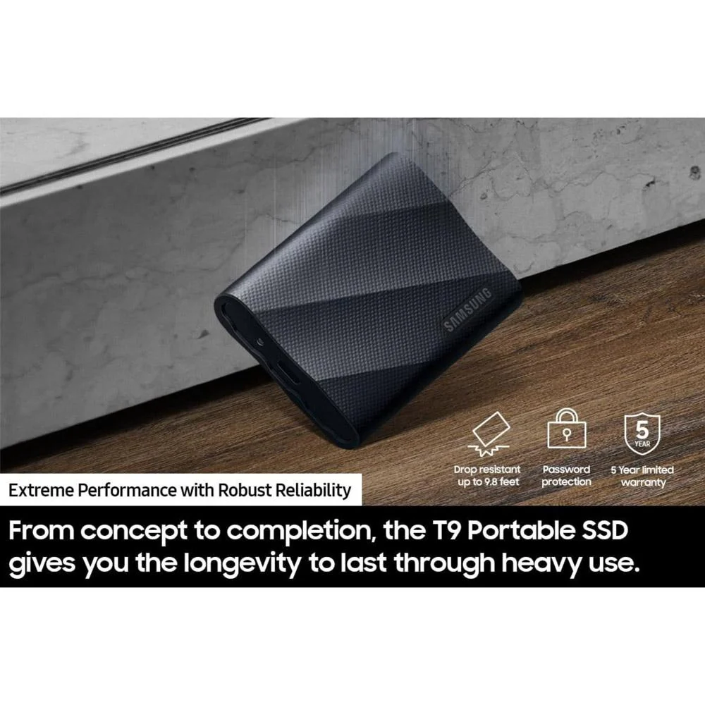 Samsung T9 2TB Portable SSD, USB 3.2 Gen 2x2, Black (MU-PG2T0B) - Open Box - Image 4