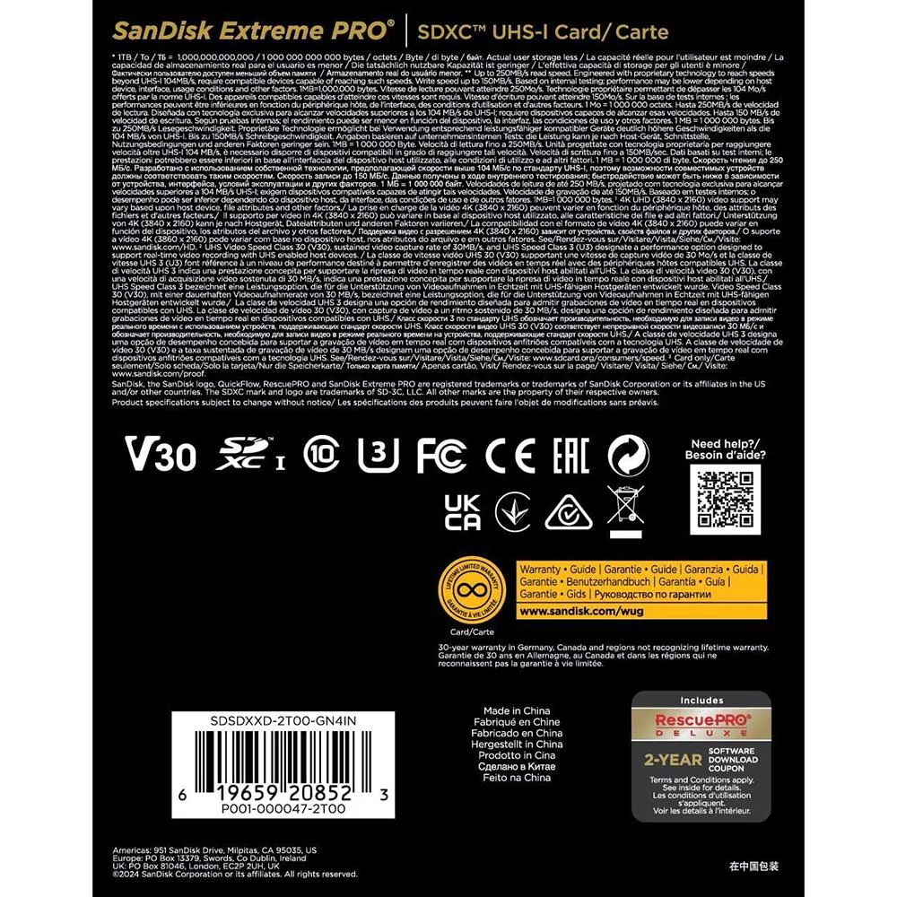 Sandisk NEW! 2TB Extreme PRO SD UHS-I V30 Memory Card, Up to 250MB/s Read (New 2026) - Image 9