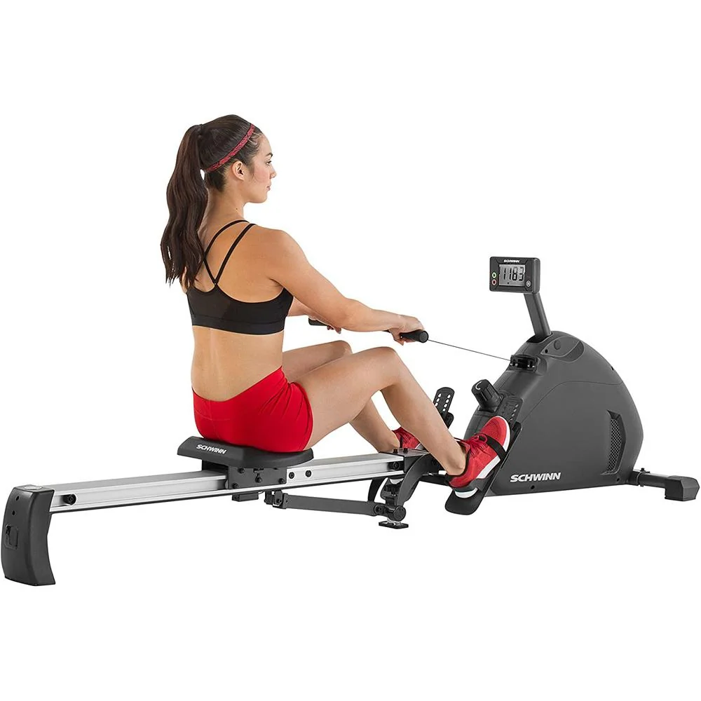 Schwinn Crewmaster Rowing Machine, Performance Tracking, Gray + Massage Gun Bundle - Image 4