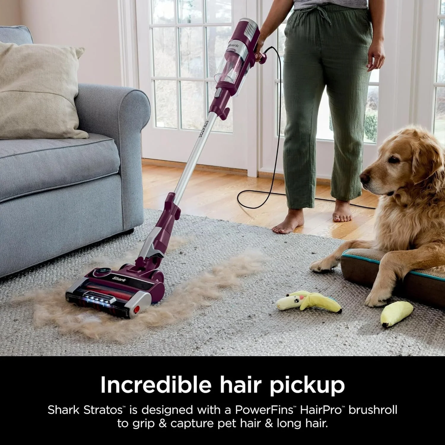Shark Stratos HZ3000 Ultralight Corded Stick Vacuum - Red Plum (Refurbished) - Image 4