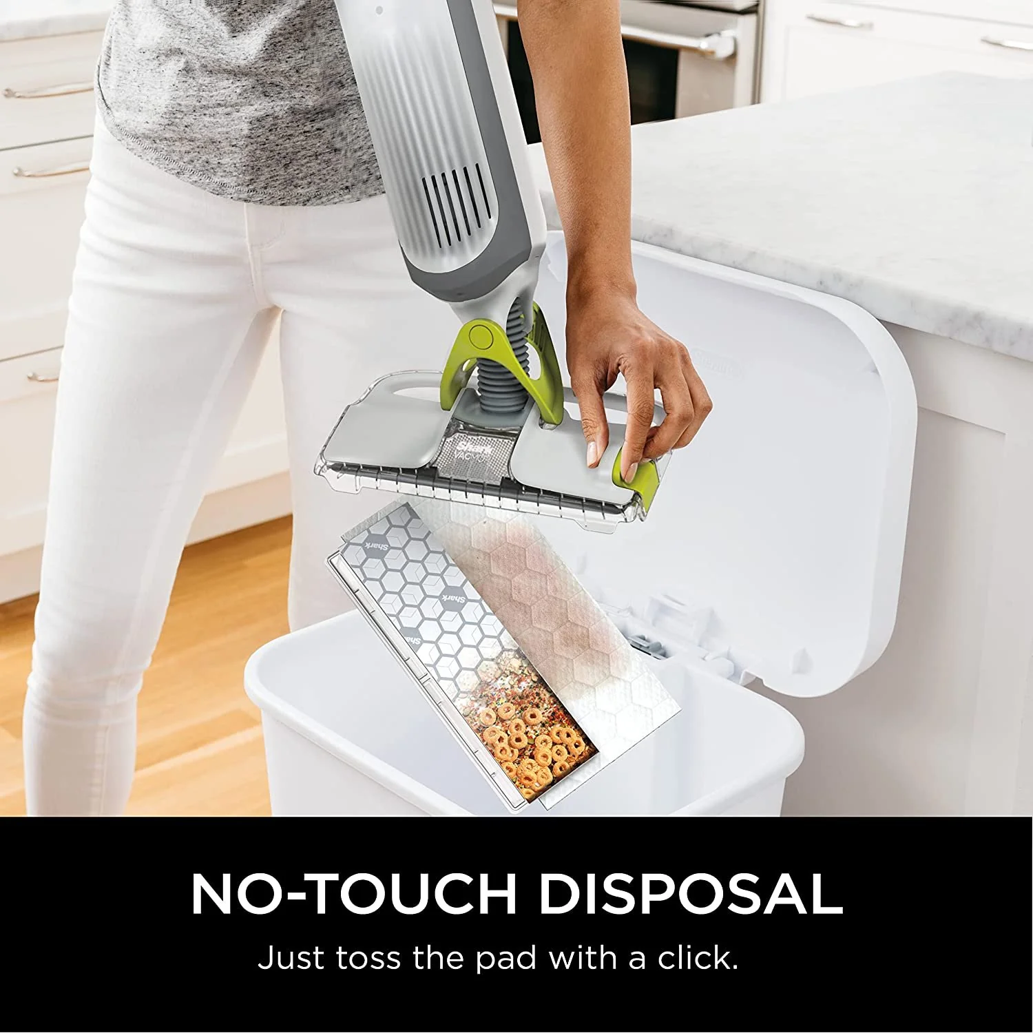Shark VM252 Vacuum Mop Bundle w/ 12 Disposable Pads, 12 oz. Cleaning Solution, White - Image 5
