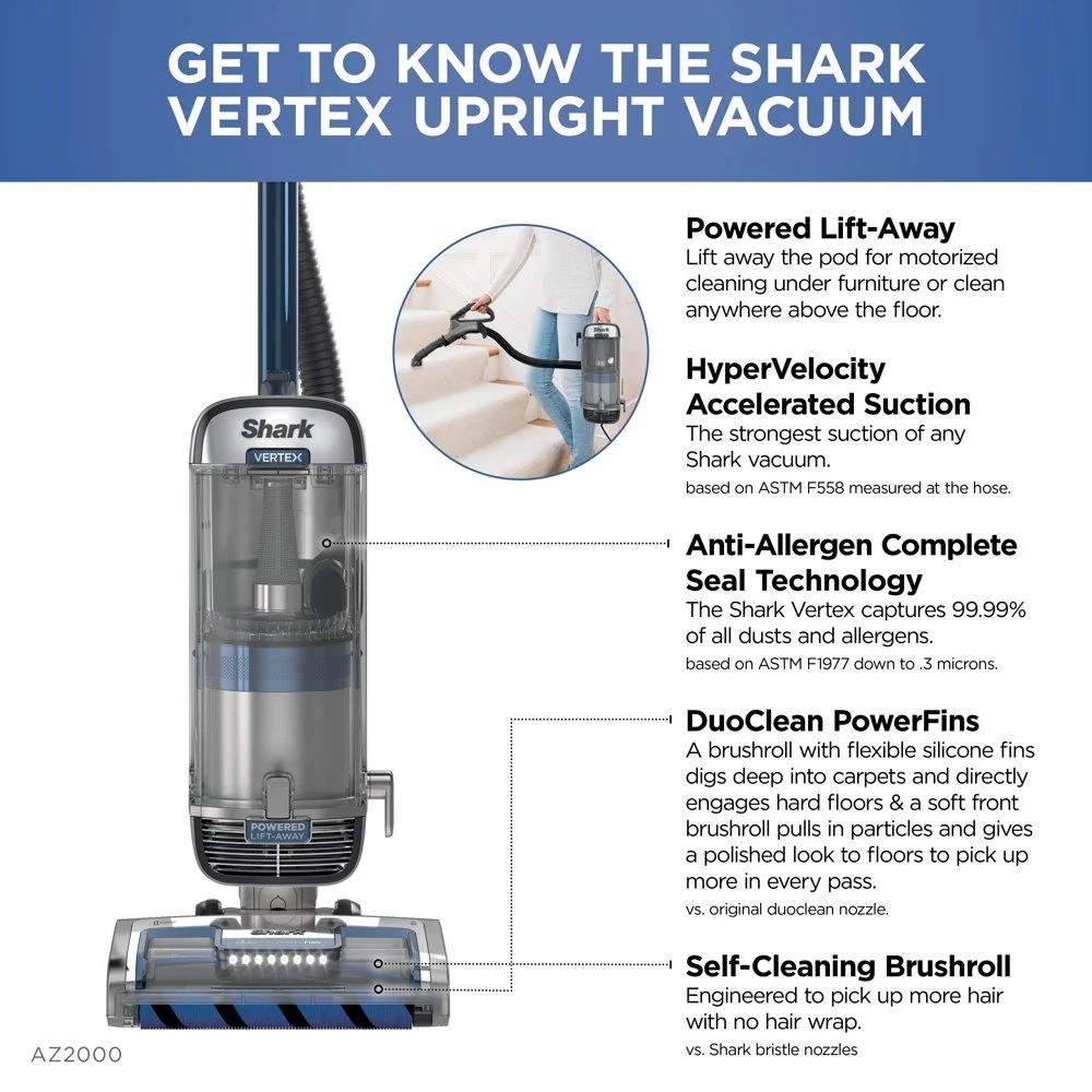 Shark Vertex Duo Clean Power Fin Upright Vacuum Powered Lift-Away (Factory Refurbished - Image 4